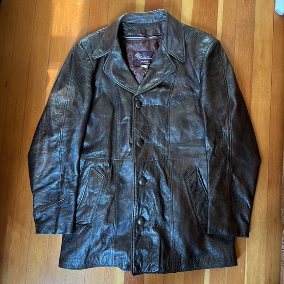 Vintage single breasted brown leather dress jacket - Picture 9 of 9